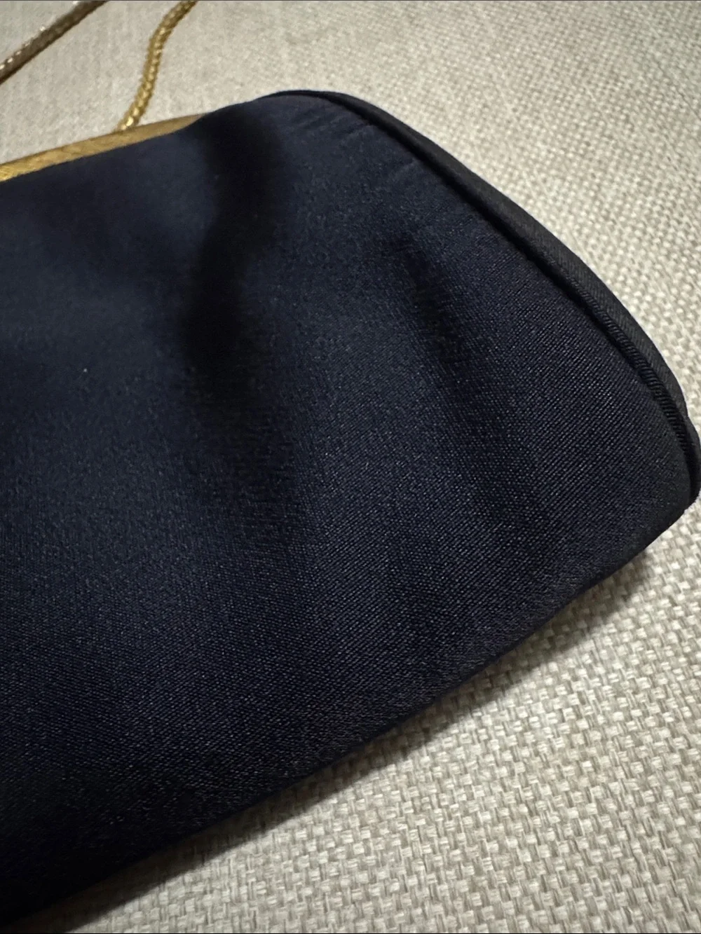 MM Peau De Faille Vintage Clutch/Strap-Bag-Navy/GoldTone Metal- Kisslock